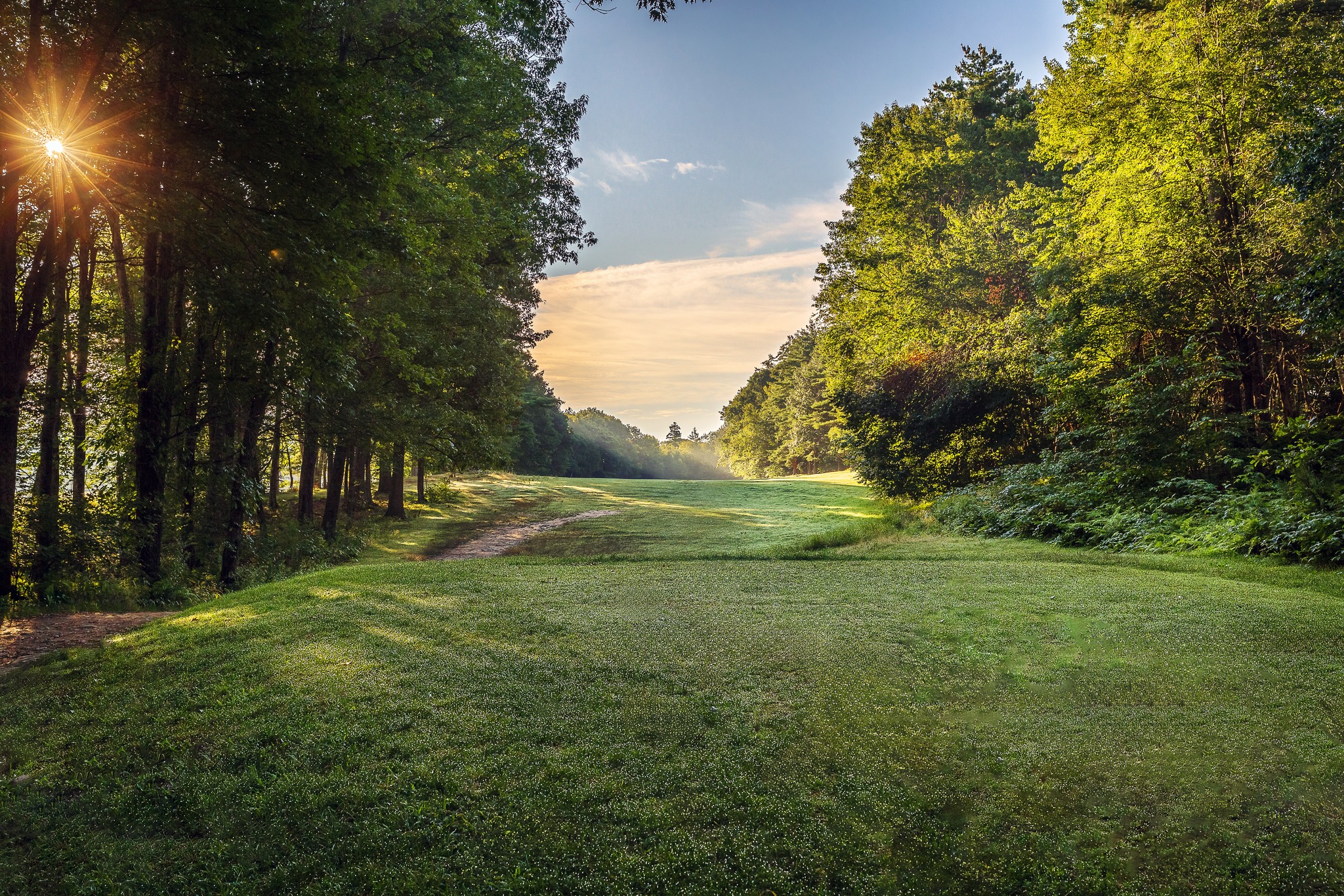 Golf course fairway with trees